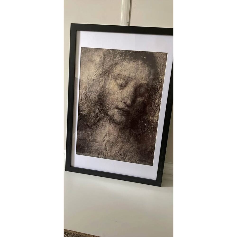 Large Framed Leonardo da Vinci “Head of a Woman” Print - 16x24